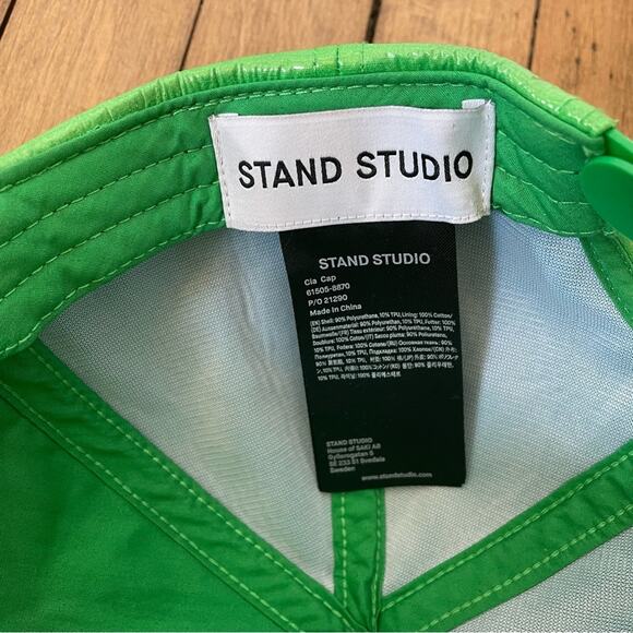 Stand Studio Green Faux Leather CIA Cap Baseball Hat
